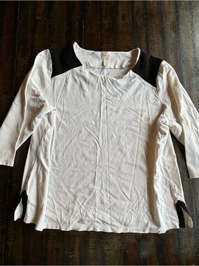 Chico's cream Top with Black Shoulder Accents